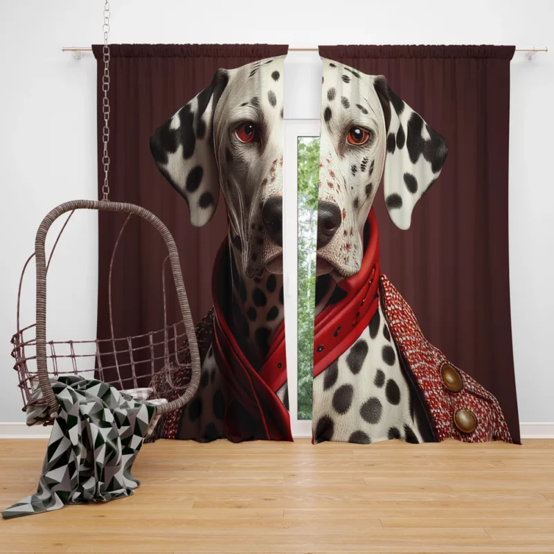 Red Dalmatian With Red Eyes Window Curtain