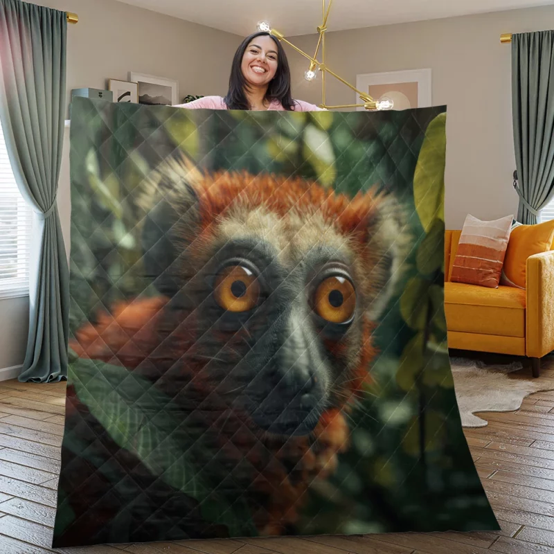 Red-Fronted Lemur Botanical Fusion Quilt Blanket