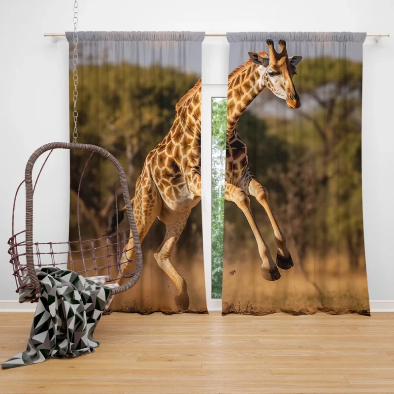 Running Giraffe Window Curtain