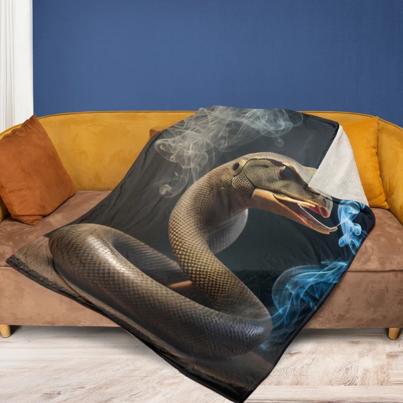 Serpentine Beauty on Black Fleece Blanket 1