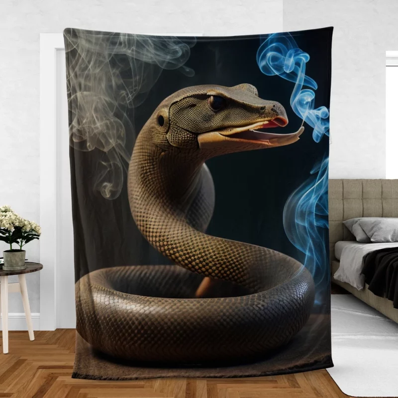 Serpentine Beauty on Black Fleece Blanket