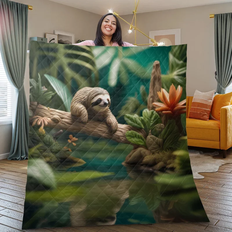 Vibrant Mini Jungle Teeming with Life Quilt Blanket