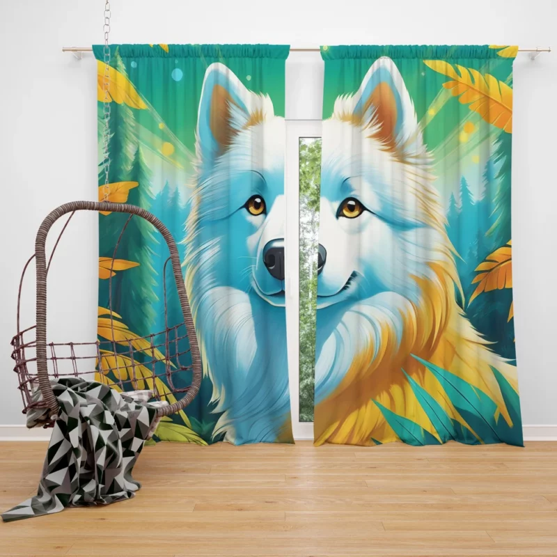 American Eskimo Majesty Dog Regal Presence Curtain