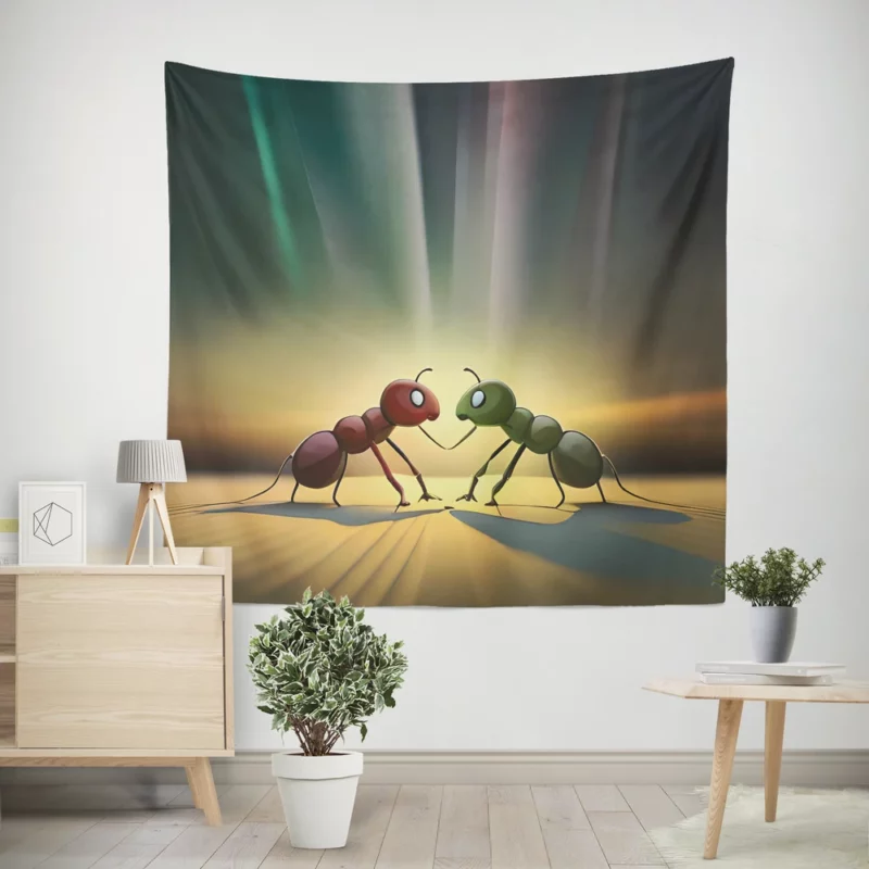 Ant Couple Facing Each Other Wall Tapestry