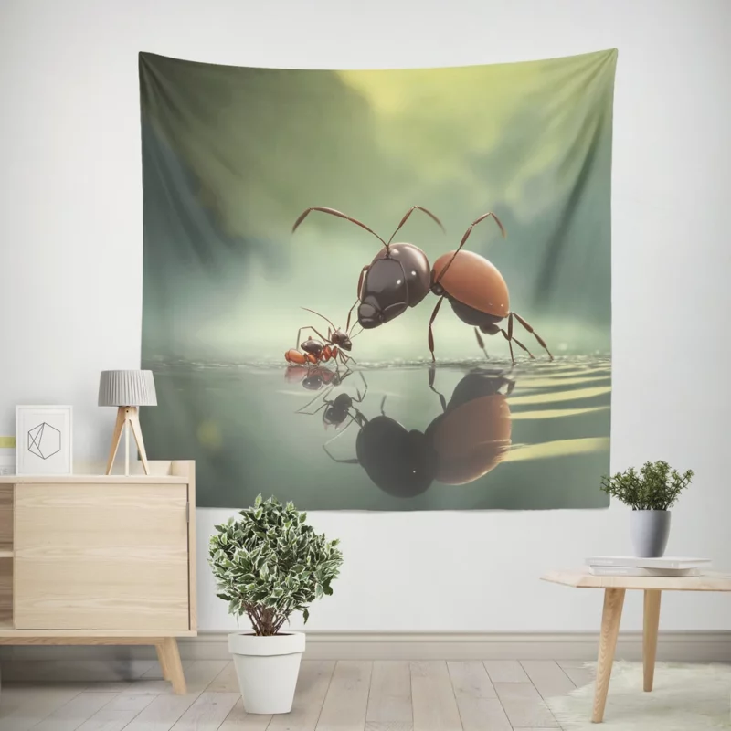 Ants in Flower Garden Wall Tapestry