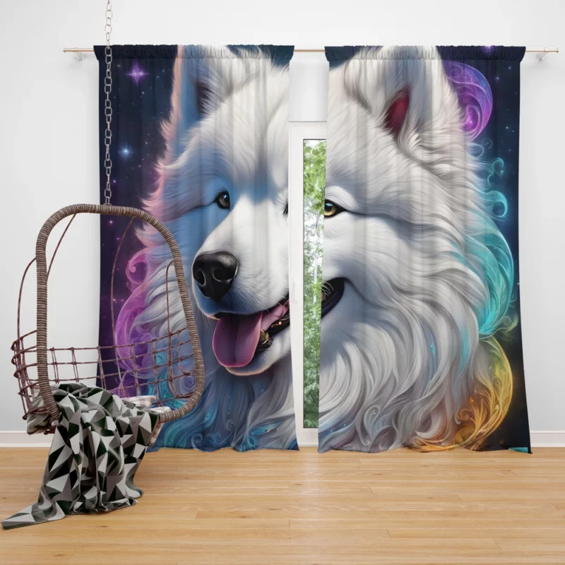 Arctic Hug Samoyed Dog Curtain