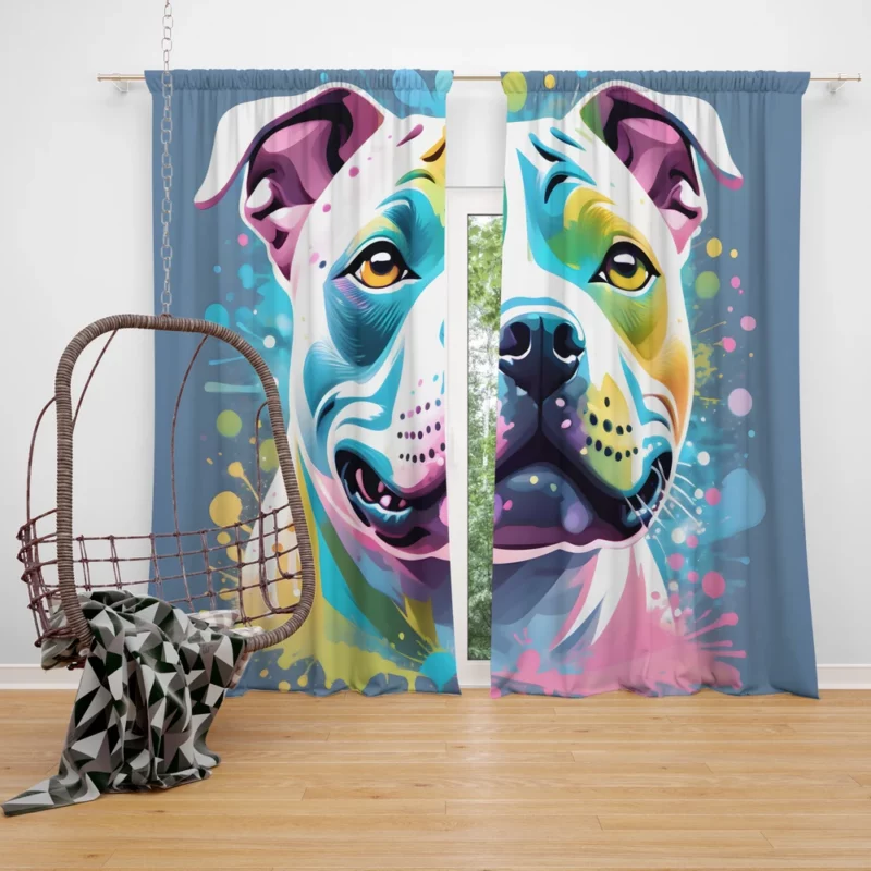 Athlete Staffordshire Bull Terrier Dog Curtain