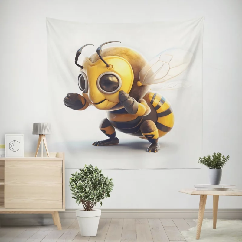 Bee With Headphones Wall Tapestry