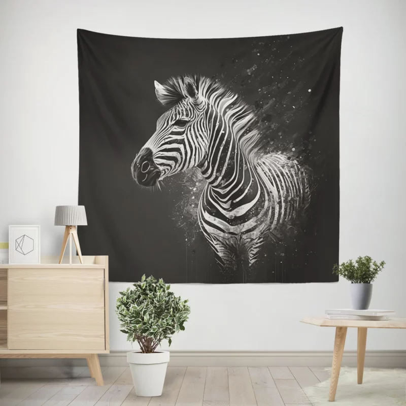 Black and White Zebra Theme Wall Tapestry