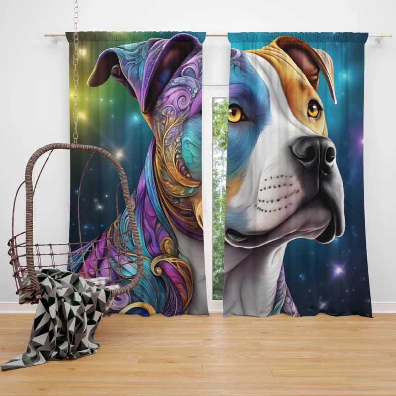 Bold Beauty American Staffordshire Terrier Dog Curtain