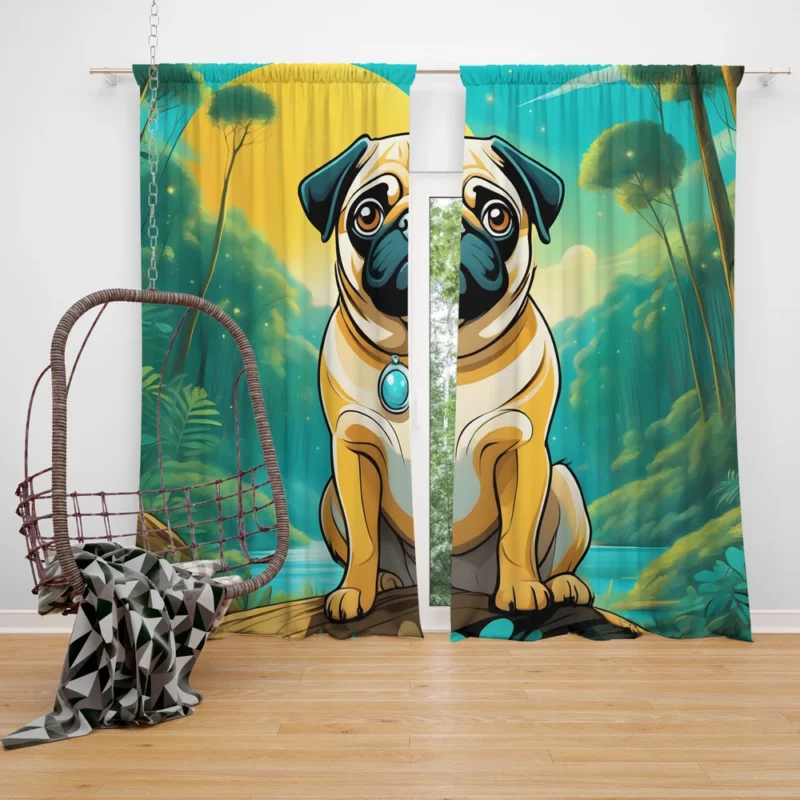 Charming Pug Delightful Dog Friend Curtain