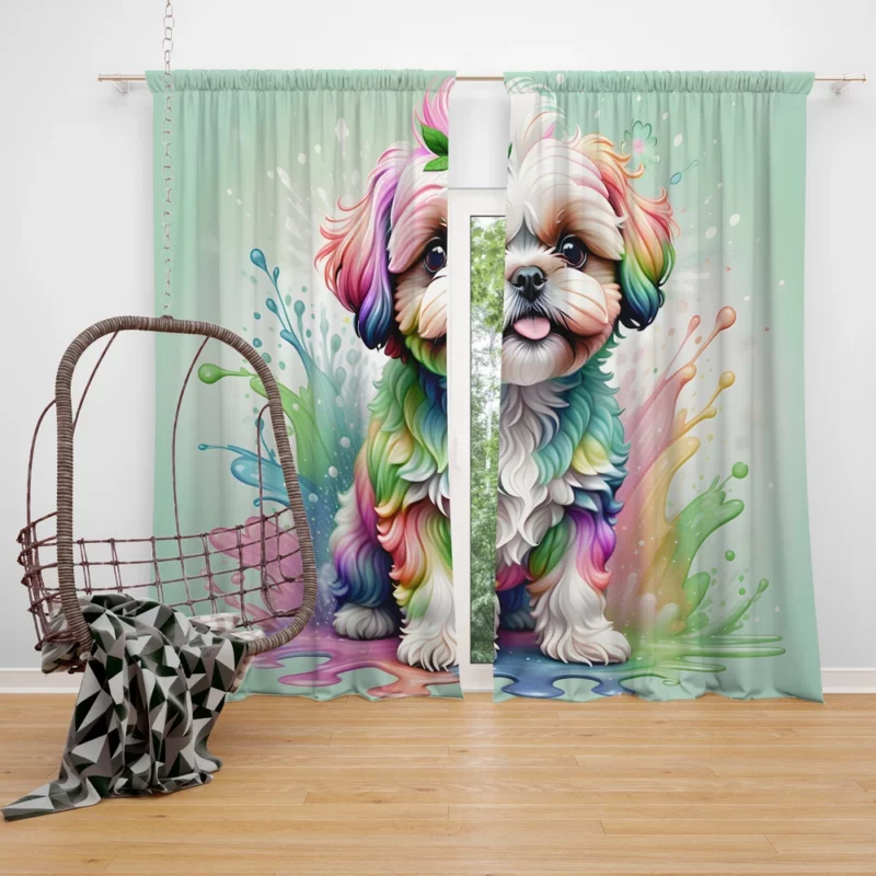 Curly Companion Shih-Poo Dog Curtain