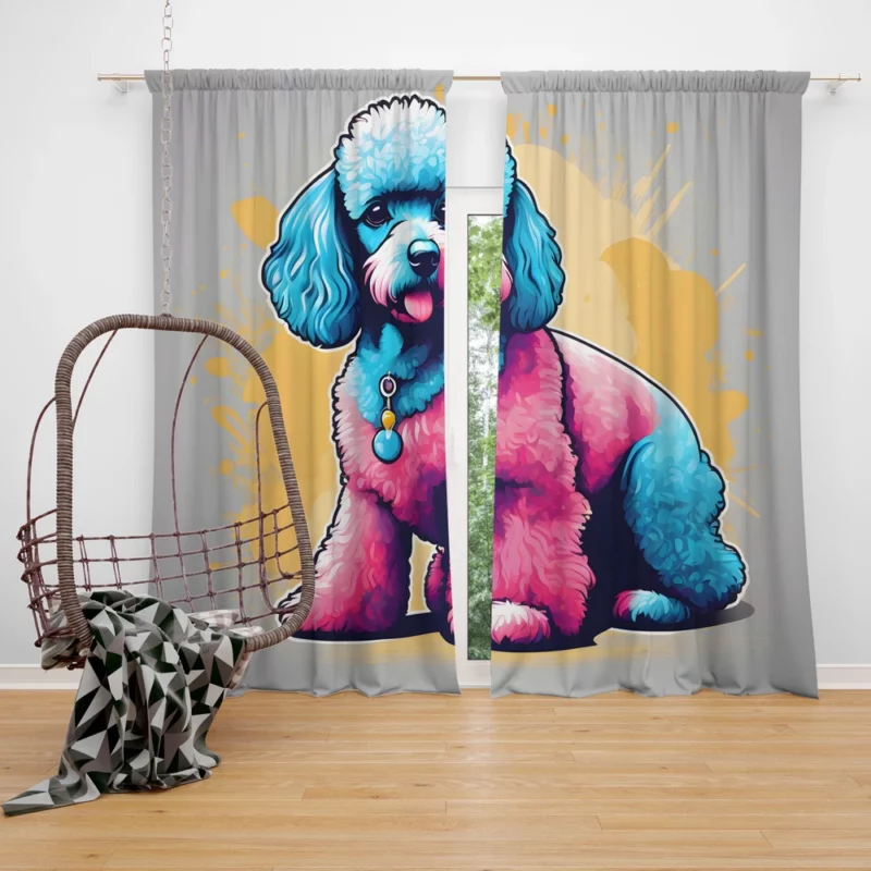Curly Friend Poodle Dog Charm Curtain