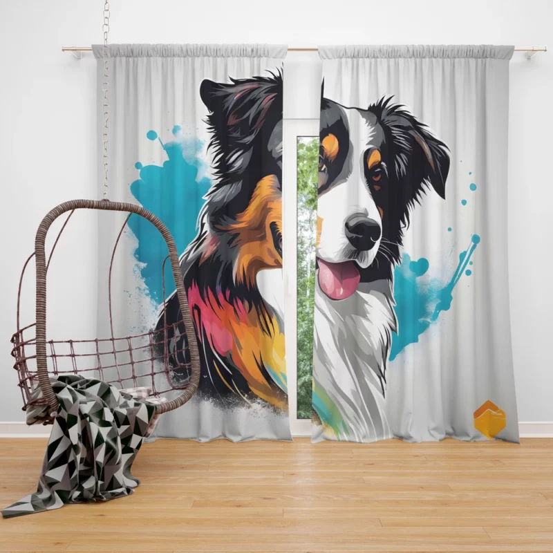 Dog Clever Canine Australian Shepherd Curtain