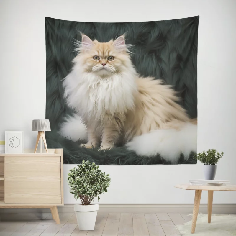 Fluffy Cat Close-Up Wall Tapestry