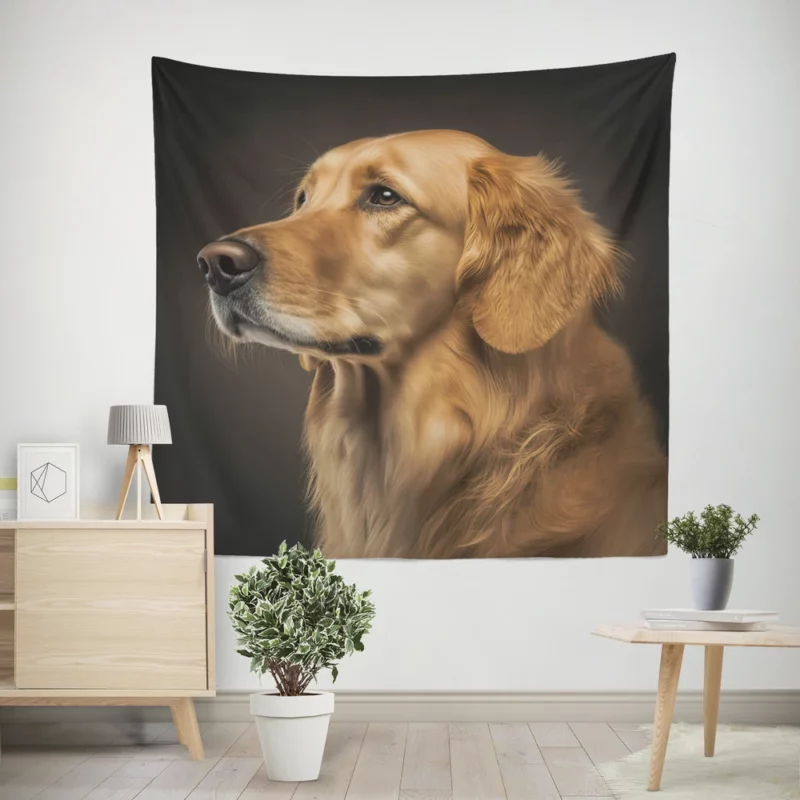 Golden Retriever Portrait Wall Tapestry