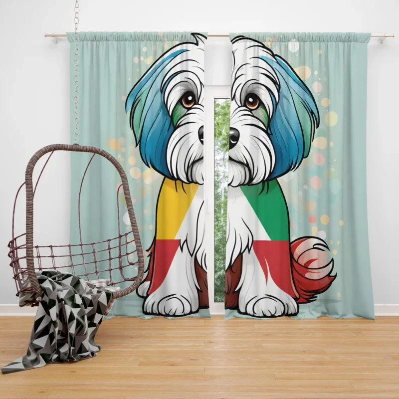 Himalayan Delight Playful Tibetan Terrier Friend Curtain