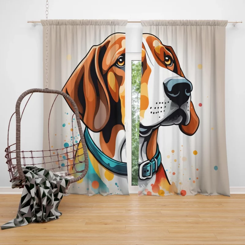 Hound Charm Treeing Walker Coonhound Dog Curtain