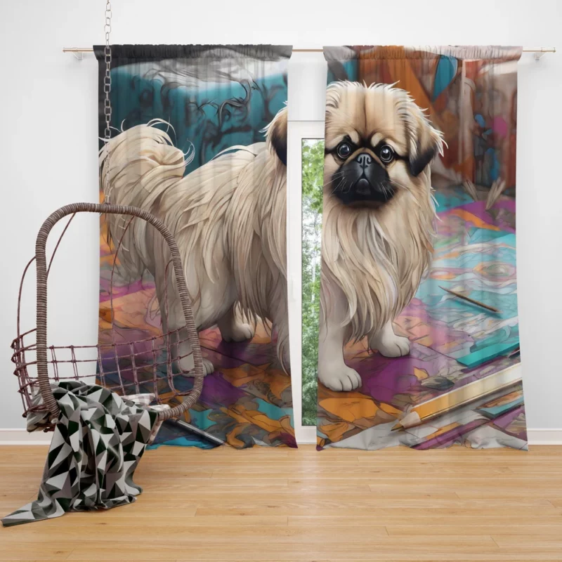 Imperial Elegance Pekingese Dog Companion Curtain