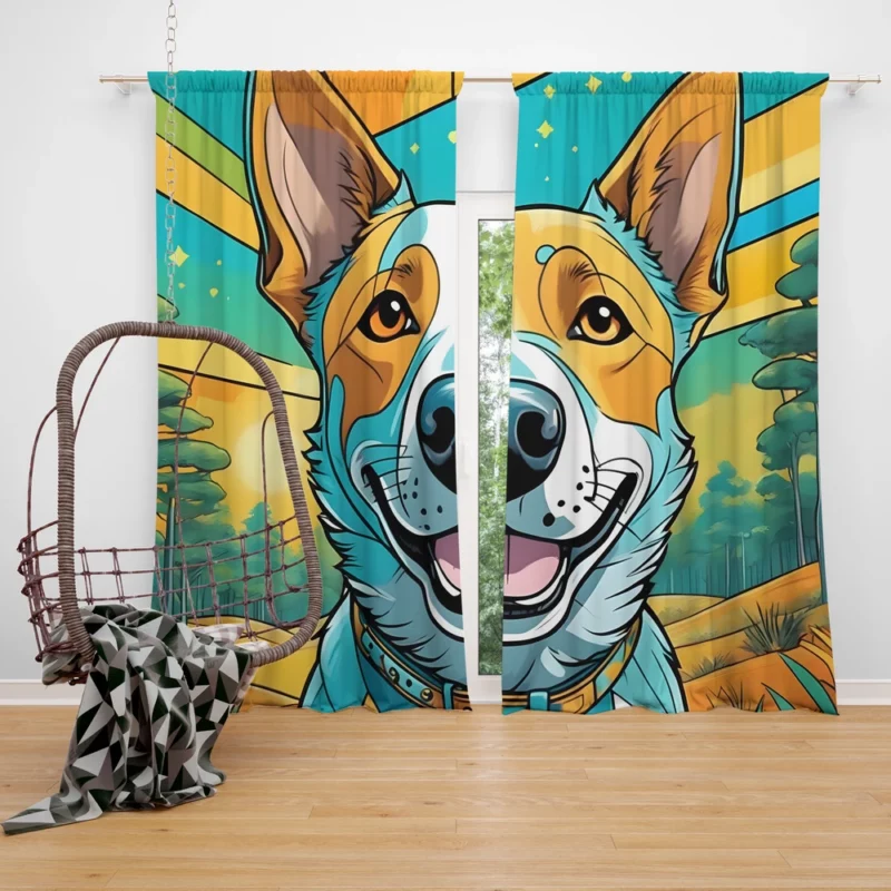 Intelligent Australian Cattle Dog Canine Wit Curtain