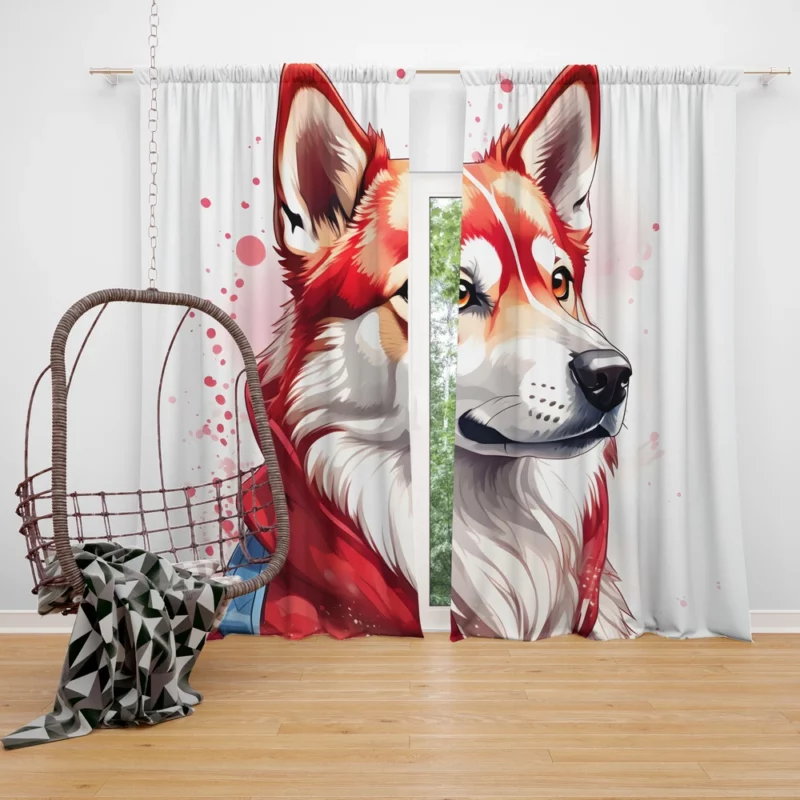 Japanese Spirit Shikoku Dog Curtain