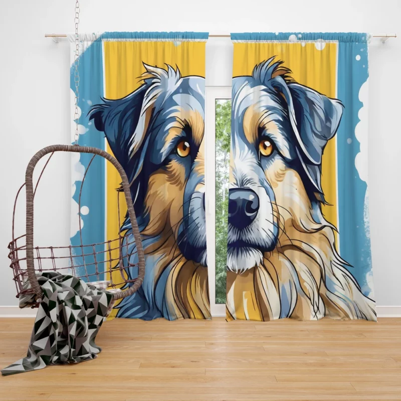 Loyal Pyrenean Shepherd Companion Dog Curtain