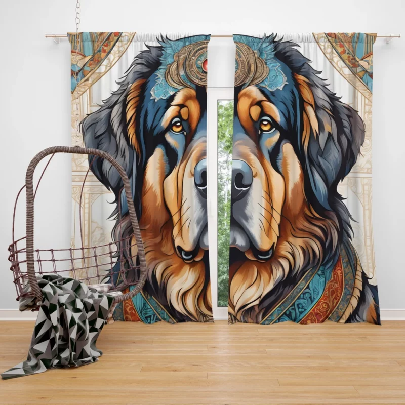 Majestic Beauty Tibetan Mastiff Dog Curtain