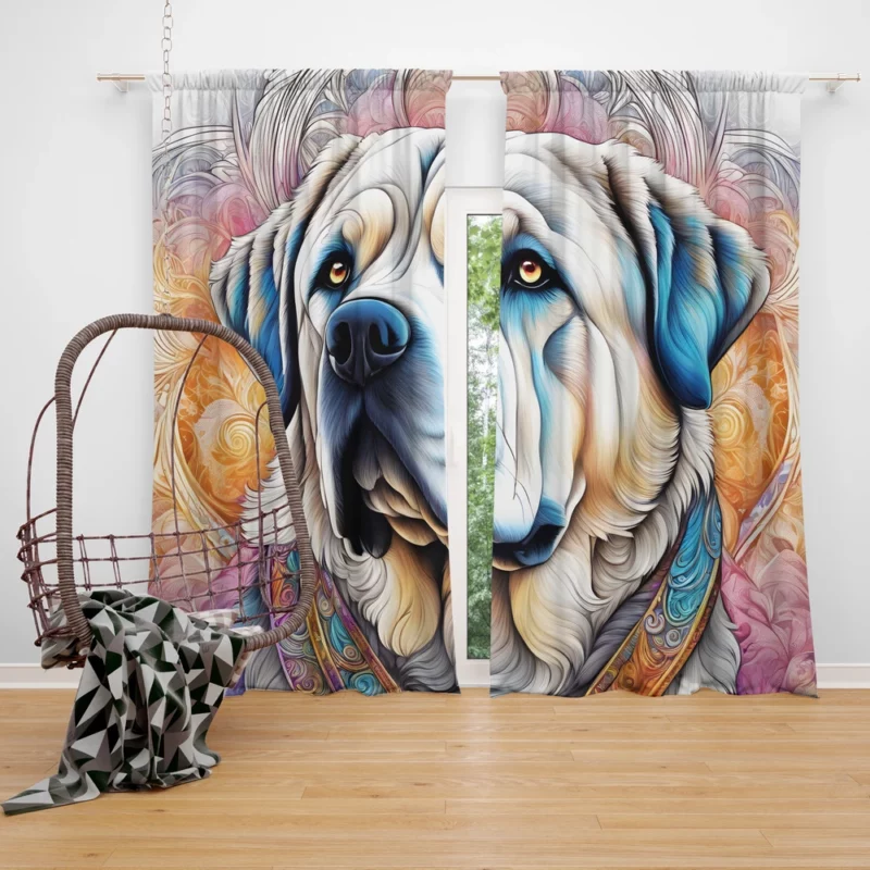 Mountain Majesty Pyrenean Mastiff Dog Curtain