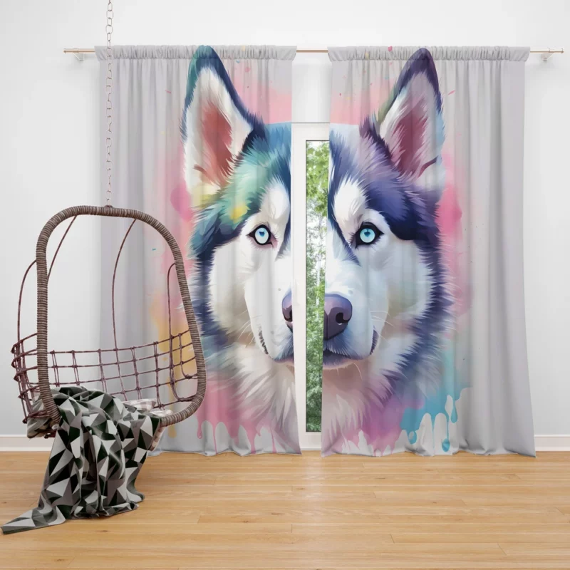 Northern Beauty Siberian Husky Dog Curtain