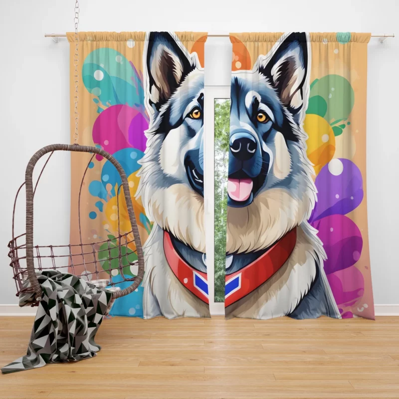 Norwegian Elkhound Charm Teen Dog Gift Curtain