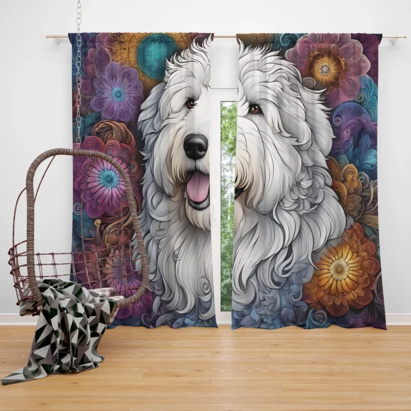 Old English Sheepdog Loyal Dog Companion Curtain