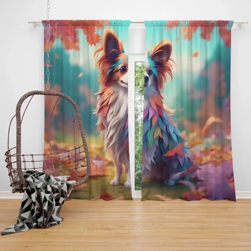 Papillon Dog Elegant Butterfly Companion Curtain
