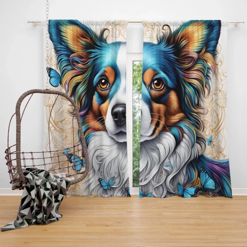 Papillon Dog Graceful Canine Companion Curtain