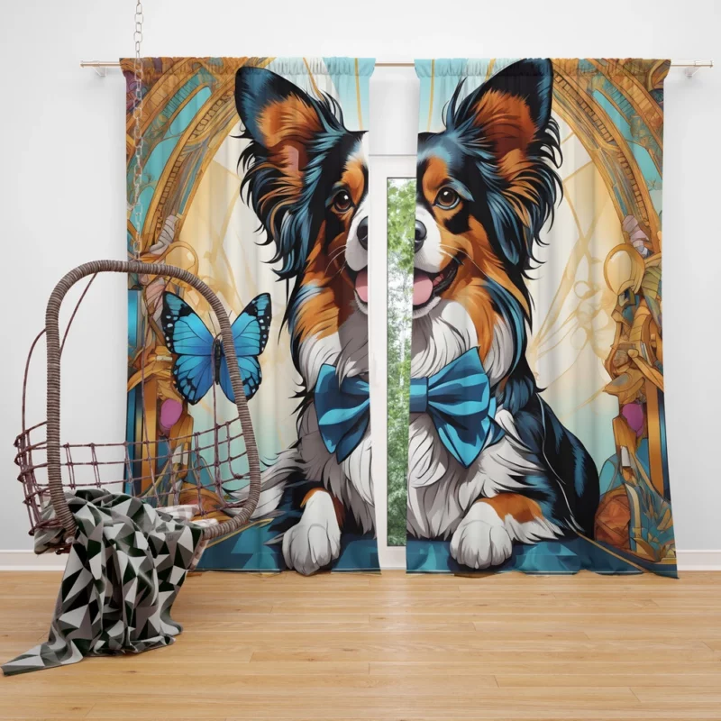 Papillon Dog Joyful Canine Friend Curtain