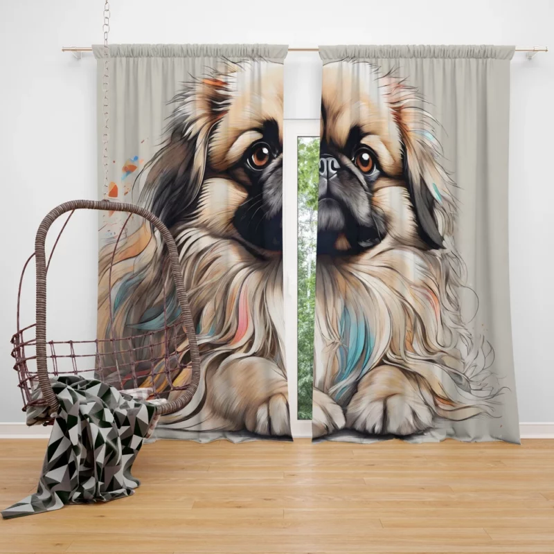 Pekingese Adorable Fluffy Lap Dog Curtain
