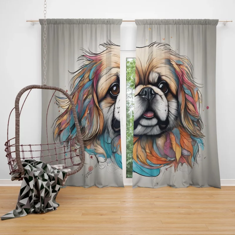 Pekingese Pup Royal Furry Friend Curtain