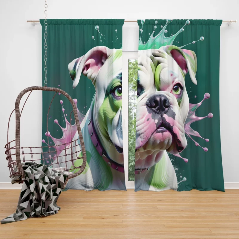 Playful American Bulldog Spirit Dog Energy Curtain