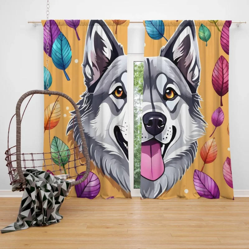 Playful Charm Teen Norwegian Elkhound Joy Curtain