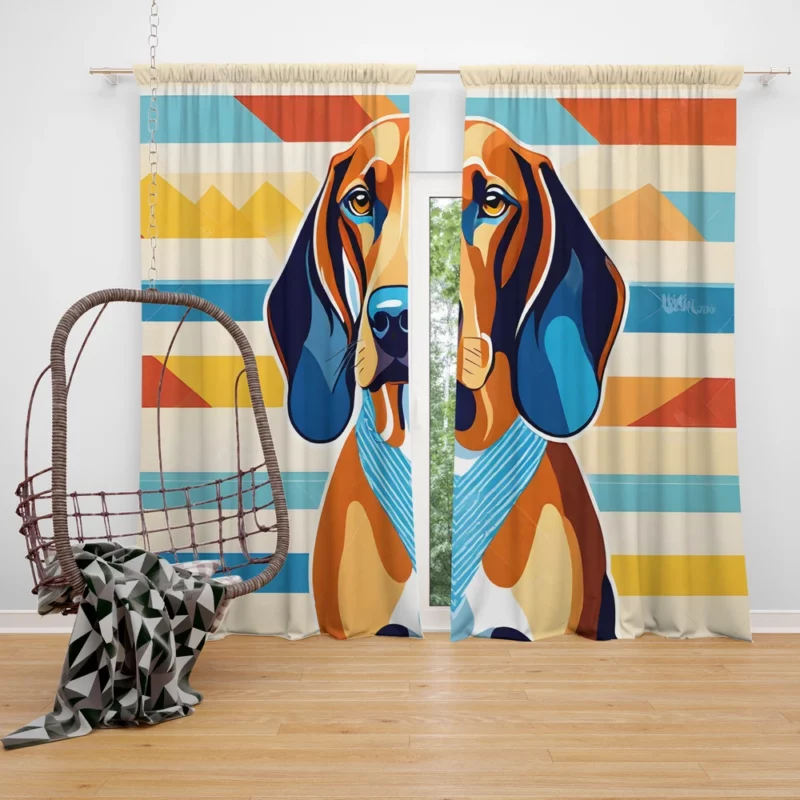 Playful Redbone Coonhound Loyal Dog Companion Curtain