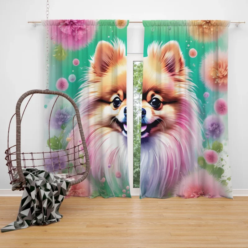 Pomeranian Pal Lively Lap Dog Curtain