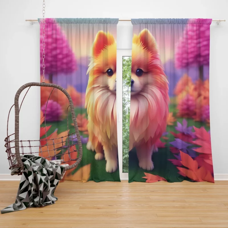 Pomeranian Puff Petite Dog Charm Curtain