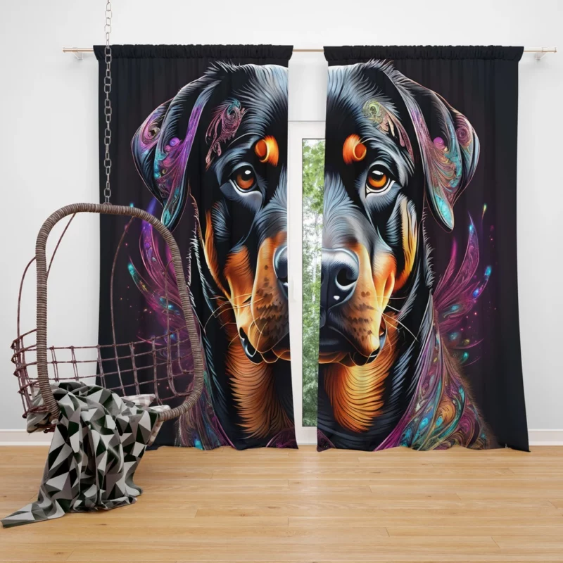 Powerful Presence Rottweiler Dog Curtain