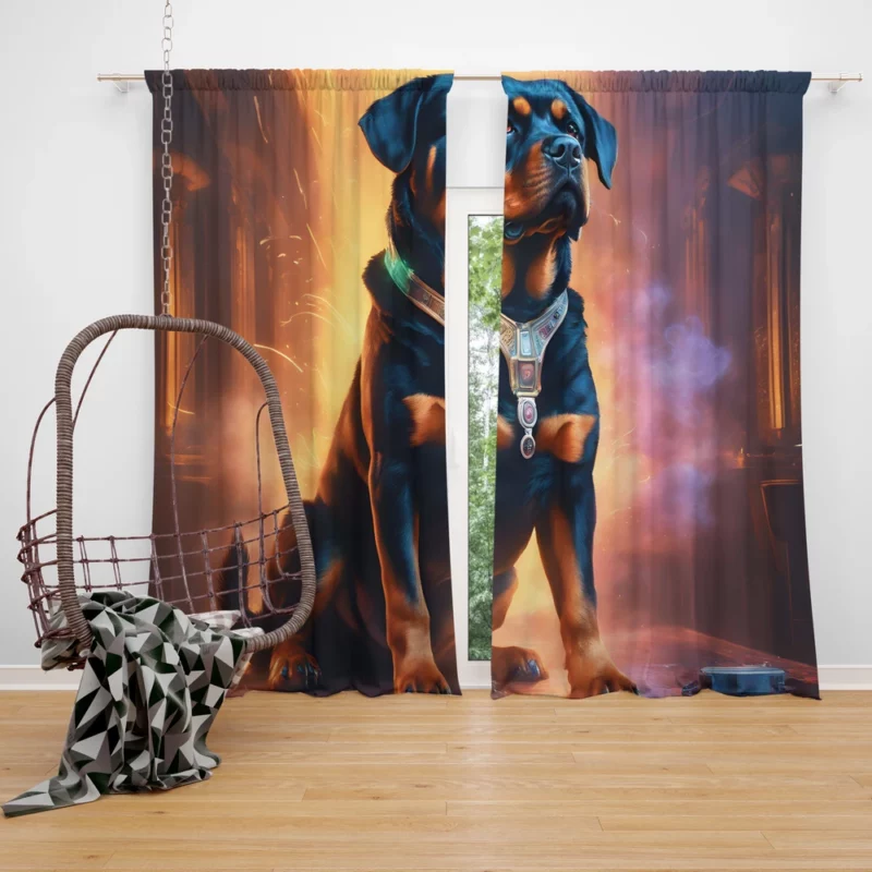 Rottweiler Guardian Loyal Family Dog Curtain