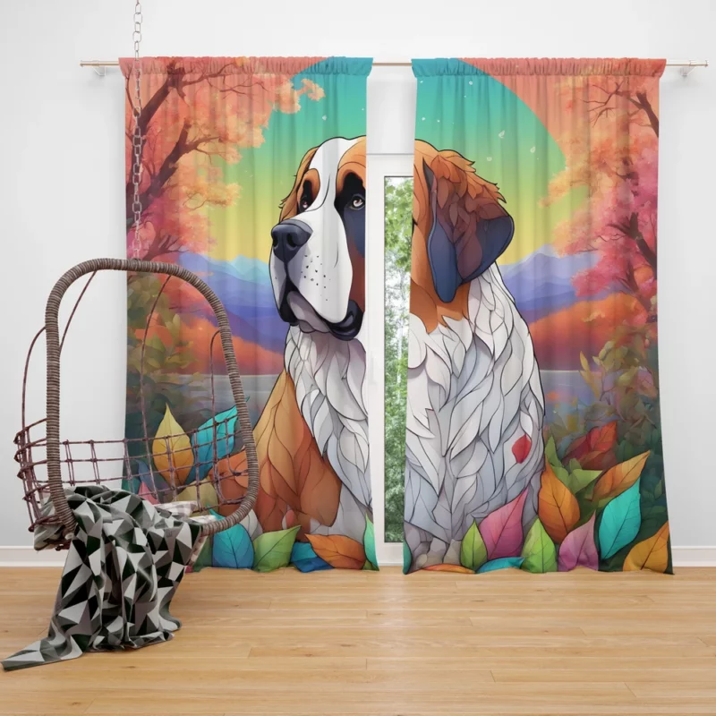Saint Bernard Beauty Saintly Dog Companion Curtain