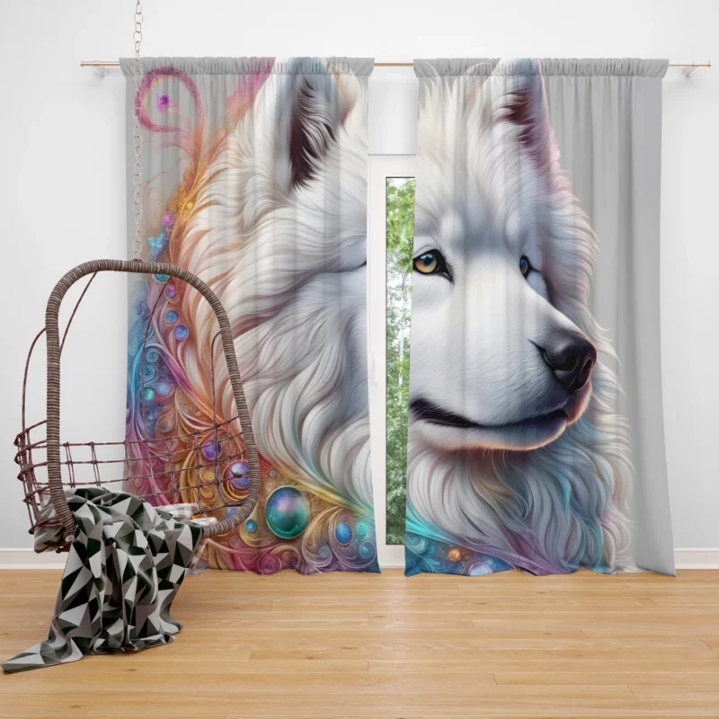 Samoyed Beauty Fluffy Dog Curtain