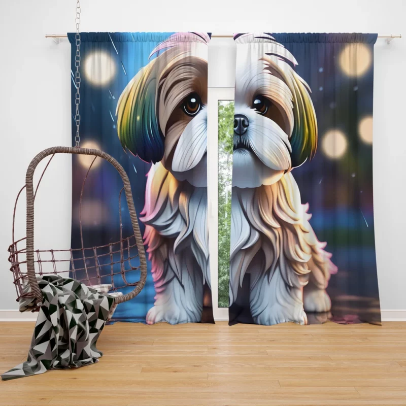 Shih Tzu Affectionate Toy Companion Curtain