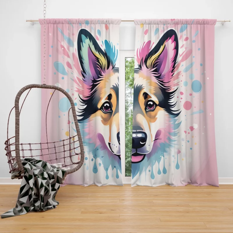 Shollie Collie Shepherd Charm Energetic Dog Curtain