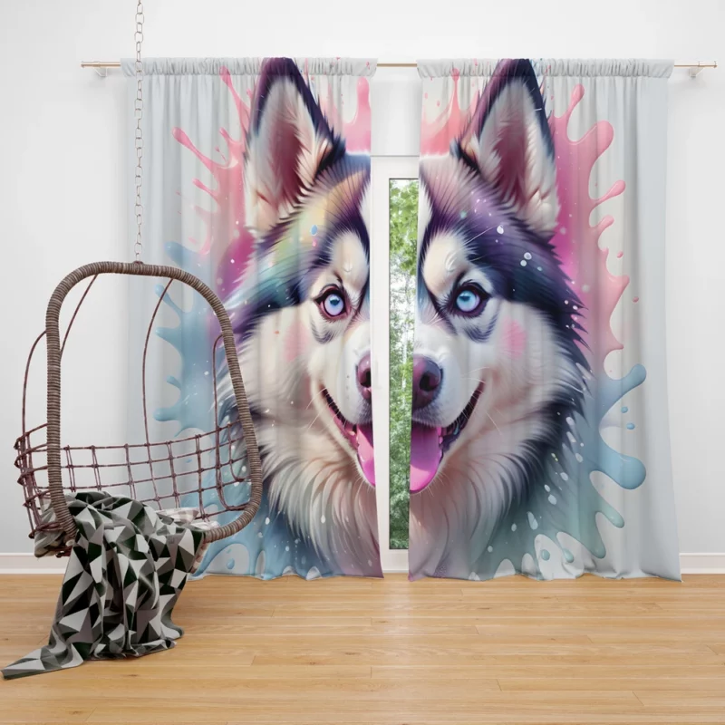 Siberian Husky Energetic Arctic Companion Curtain