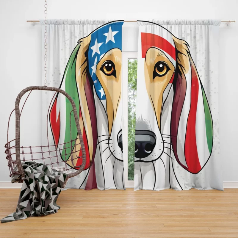 Sleek and Loyal Saluki Dog Curtain