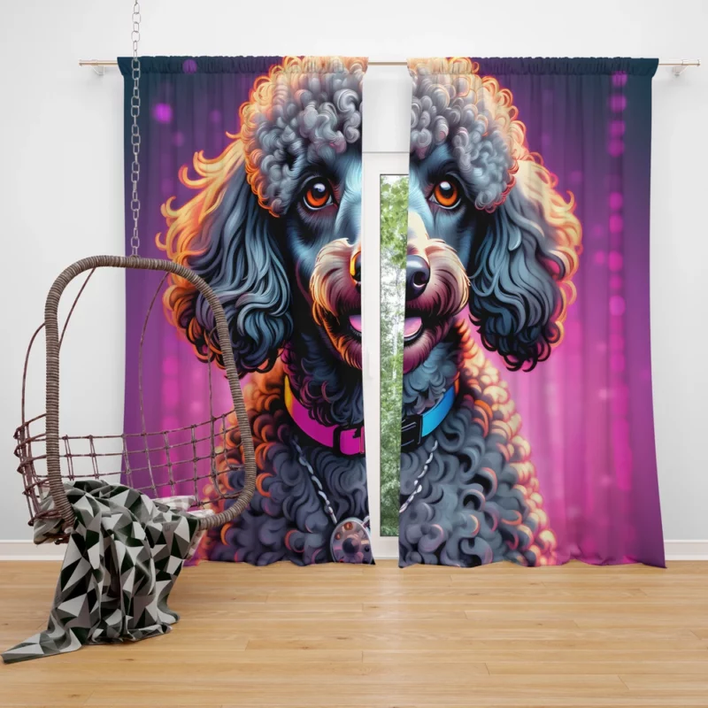 Smart and Fluffy Poodle Dog Curtain